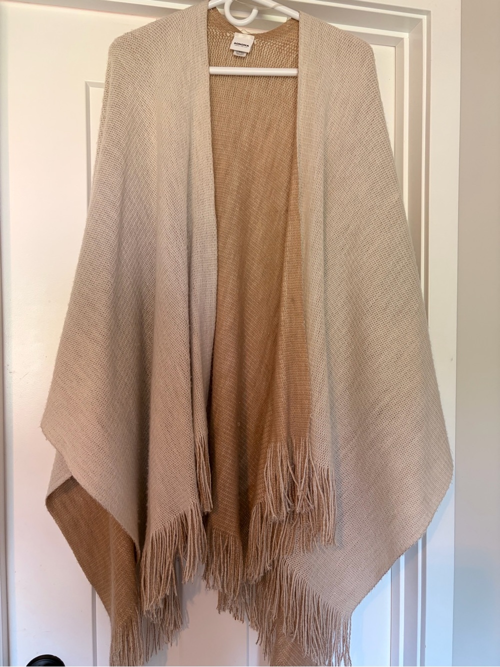 Two-Toned, Light Beige Fringe Shawl